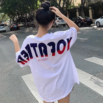 

harajuku kawaii letter print tshirt 2020 summer oversize long t shirt casual loose ulzzang streetwear t-shirts womens clothing