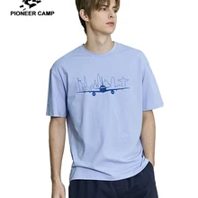 Пионерский лагерь свободная хип-хоп Футболка хлопковый материал с печатным рисунком футболка мужская с коротким рукавом брендовая одежда мужская футболка ADT906206