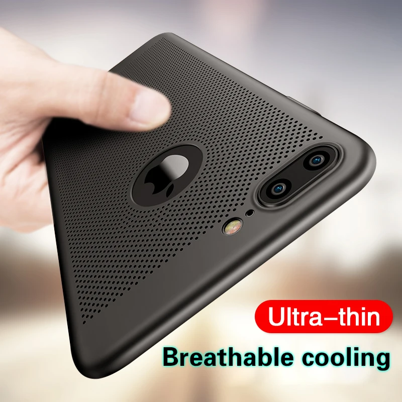 Pouzdra na dýchací telefon pro iPhone 8 Ultra tenký chladicí pevný plastový kryt pro iPhone 8 Plus Heat Dissipate pro iPhone 7 Plus Pouzdro