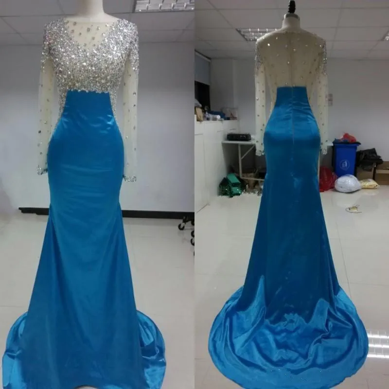 Kralen-Heup gewikkeld rok O-hals perspectief Elastische jurk lange mouwen perspectief Kralen Crystal Kralen-Heup gewikkeld rok O-hals perspectief Elastische jurk lange mouwen perspectief Kralen Crystal