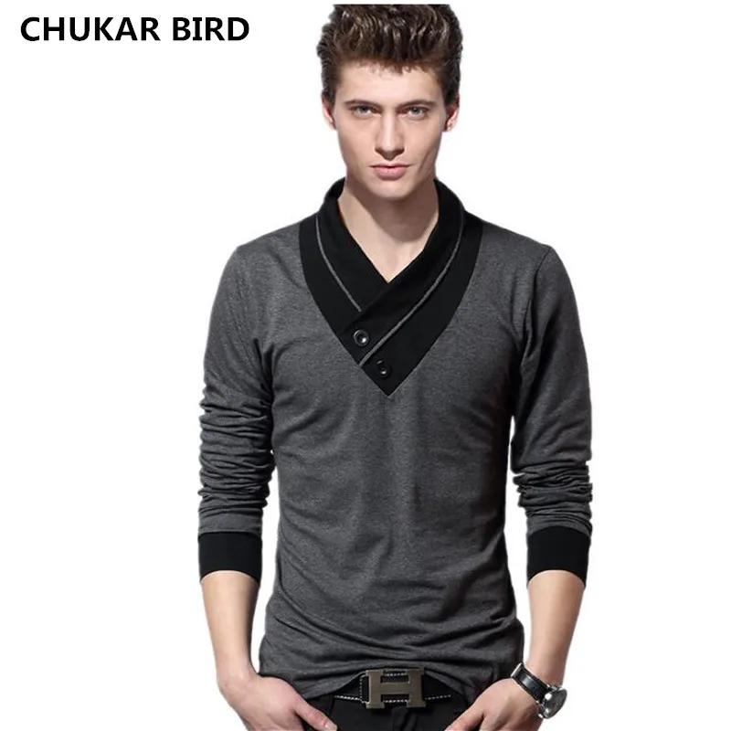 Новая мода Для мужчин футболка поло Slim Fit Polo с длинным рукавом Хлопок