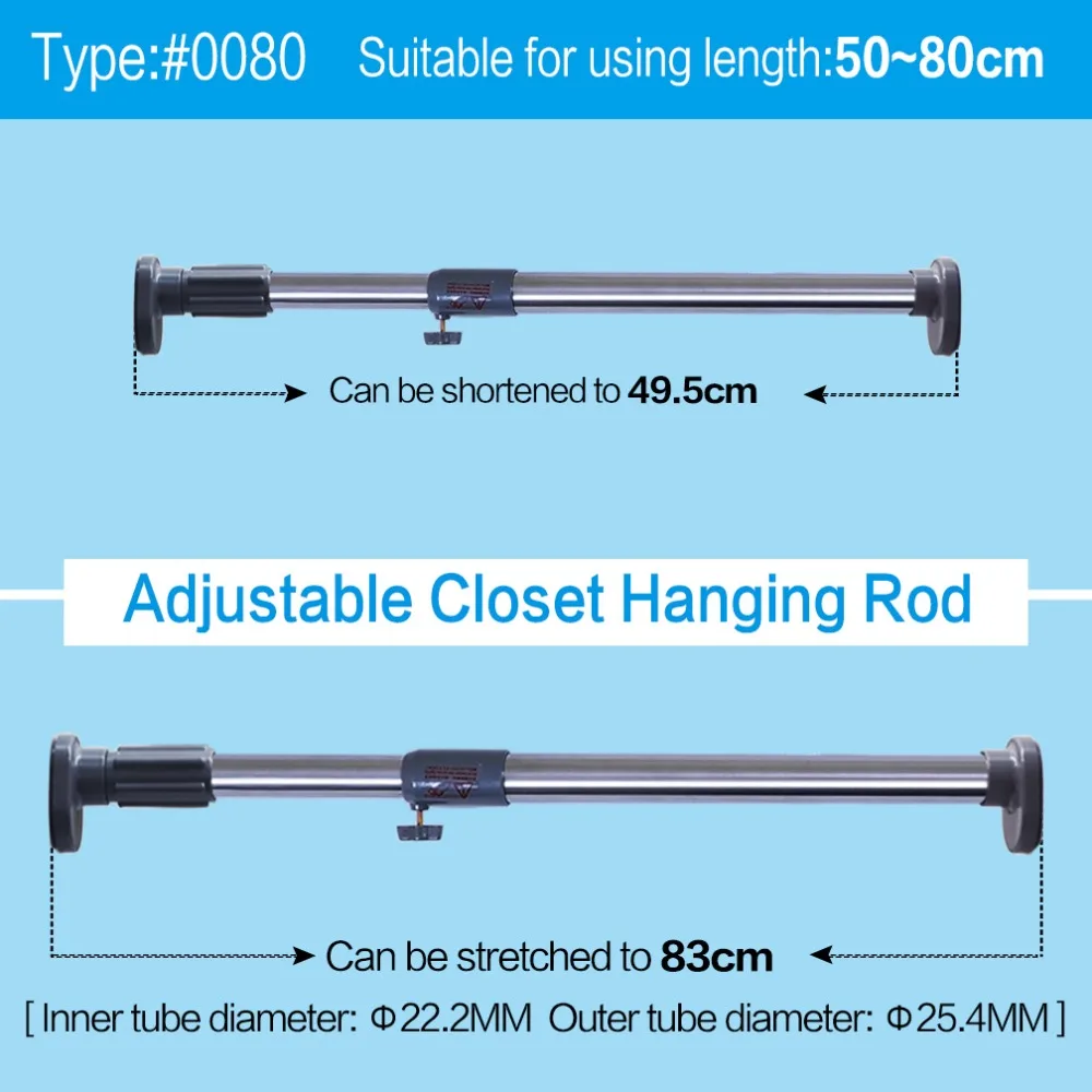 YOLOPLUS 2 PACK Tension Rods Extendable Telescopic Carbon Steel Seamless Adjustable Telescopic Shower Window Curtain Tension Window Rods Closet Rod,Bathroom Hanging Rod 2 PACK 12-19 Inch 