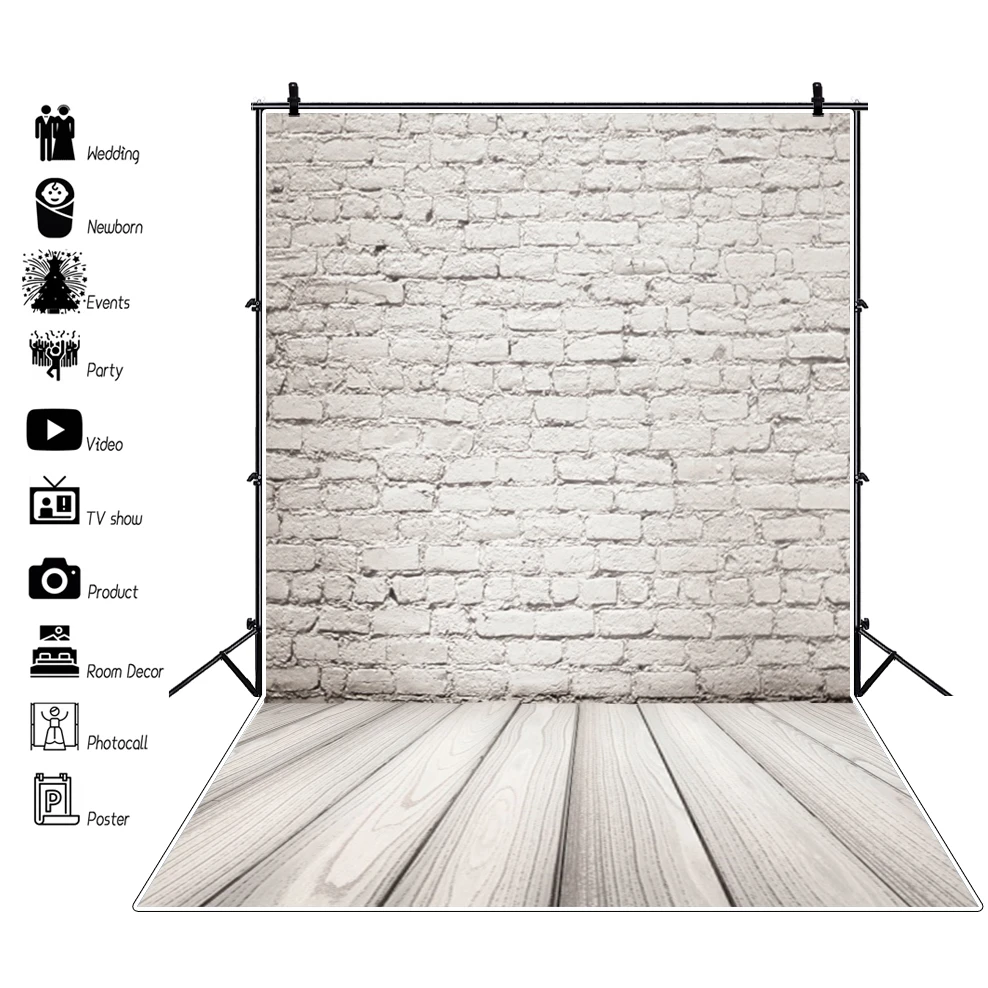 Fond De Mur Gris Planche De Bois Plancher Brique Bebe Fete D Anniversaire Portrait Photographie Decors Pour Photographie Gateaux Photos Aliexpress