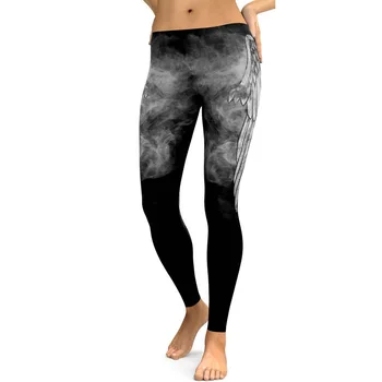 

New Angel Devil Wings Leggings Women 3D Printed White Angel Devil Wings Fitness Leggins Mujer Pants Elastic Trousers
