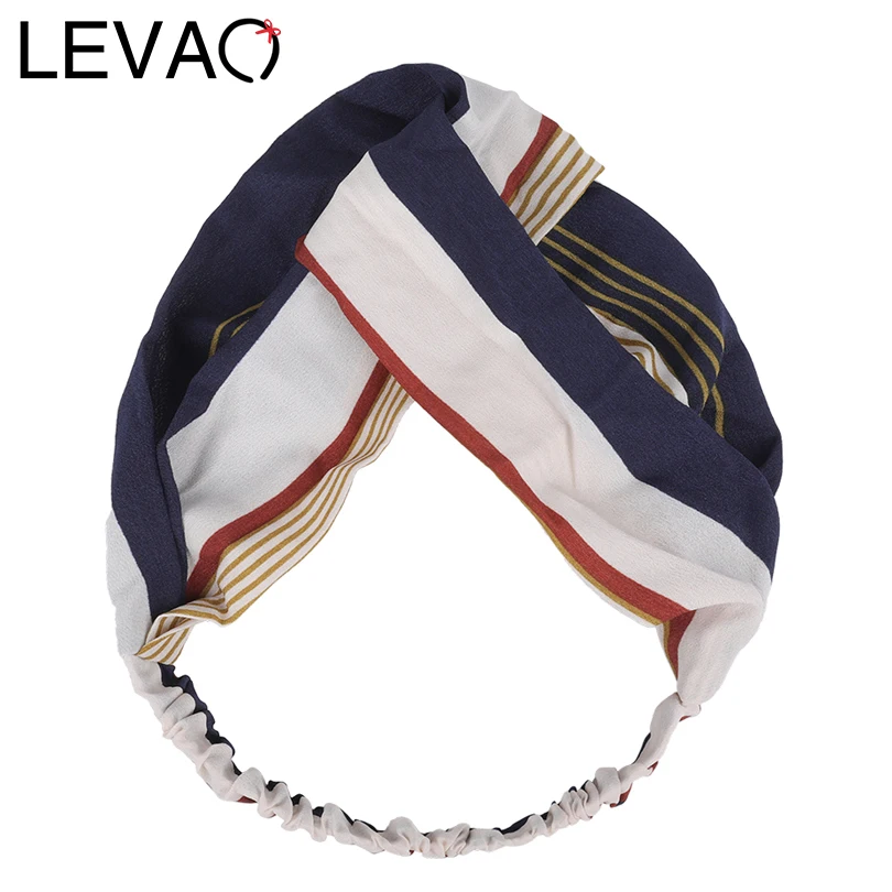 

LEVAO Women Striped Twisted Knotted Hair Accessories Patchwork Turban Headbands Elastic Head Wrap Head band For Girls