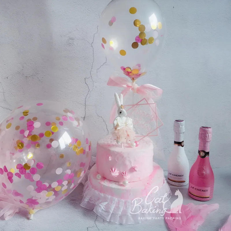 

Ins Style Confetti Balloon Ribbon Cake Decorations Birthday Party Decorations for Baking Cute Gifts