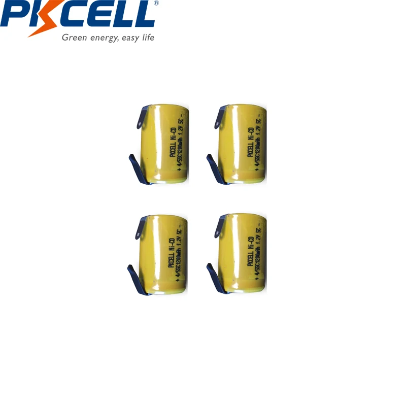 4 шт PKCELL 4/5sc 1,2 v 1200mah nicd батареи 4/5 sub c NI-CD Аккумуляторы для промышленности с плоской верхней частью с вкладками для бритья