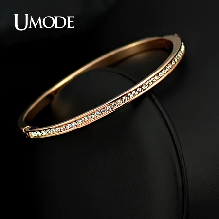 

UMODE Brand Design Rose Gold Color Half Circle Austrian Crystals Cuff Bracelet JB0073A