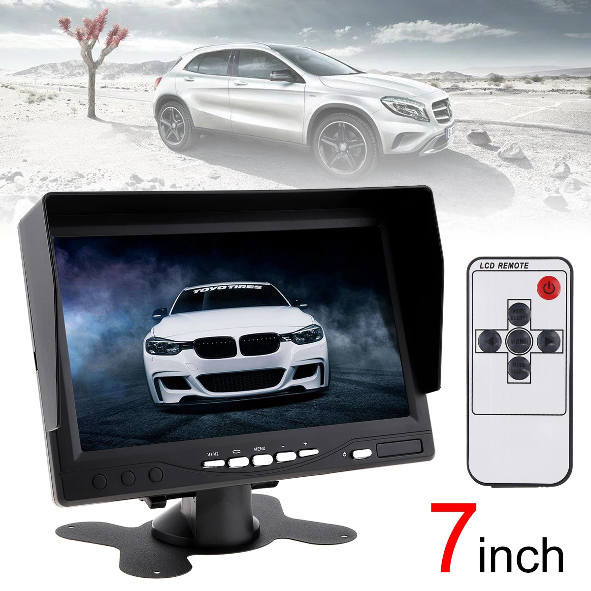 12/24 в 7 дюймов TFT LCD цветной автомобильный монитор Цифровой 2-полосный видео вход