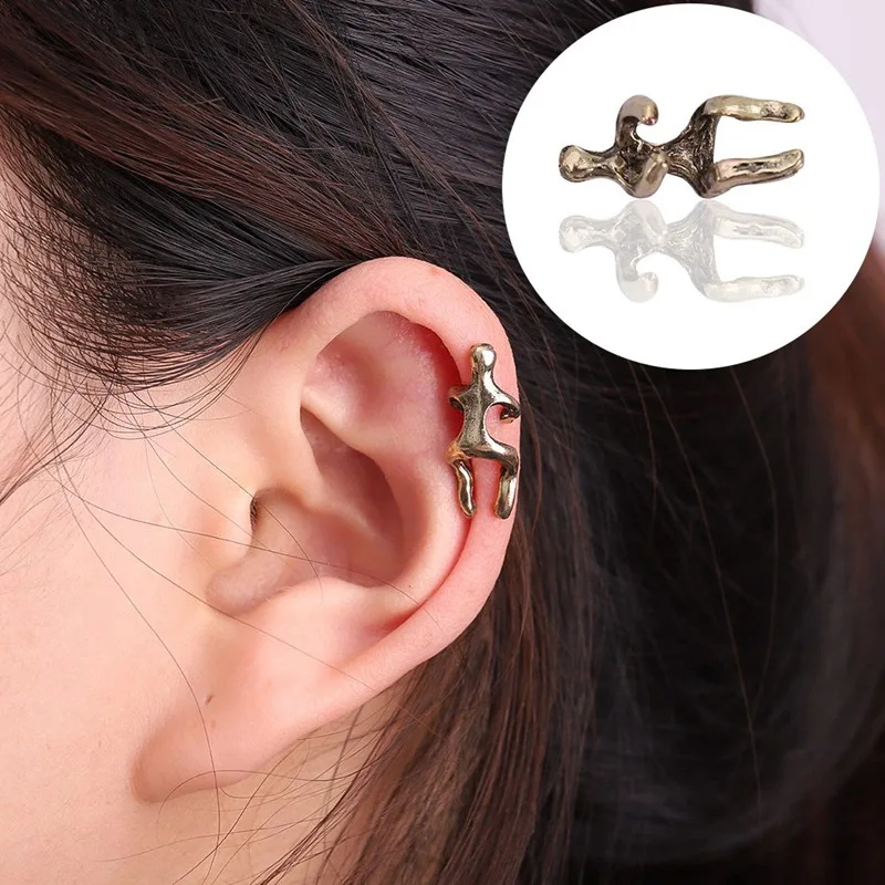 Only 1 Piece Bronze Earrings Ear clip Climbing Man Naked Climber Ear