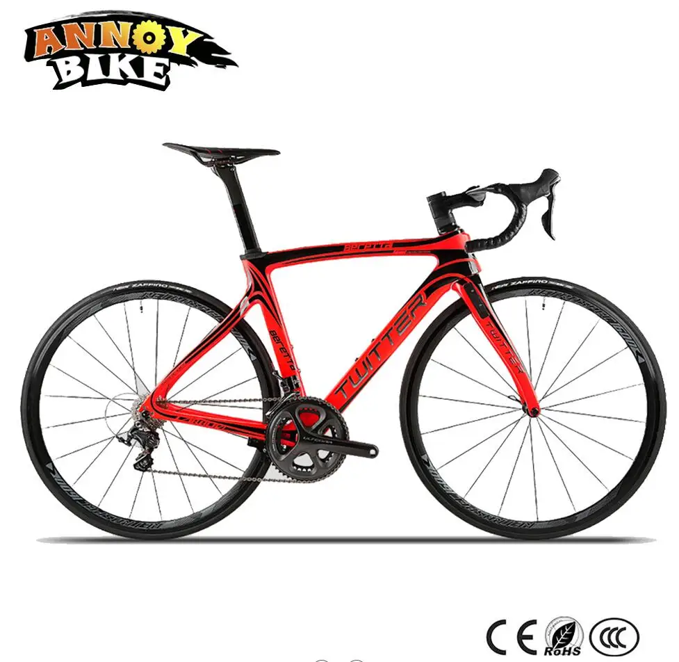 7,6 кг роскошный 700C шоссейный велосипед 22 скорости карбоновый тормоз ветровая рама Shimano 6800-22 с внутренним цоколем тормоза Vittoria дорожные шины - Цвет: Red Black