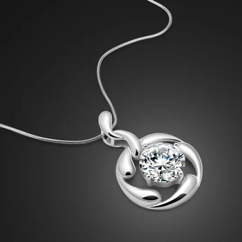 

925 sterling silver necklace female elegant zircon pendant design solid silver clavicle necklace ladies popular jewelry