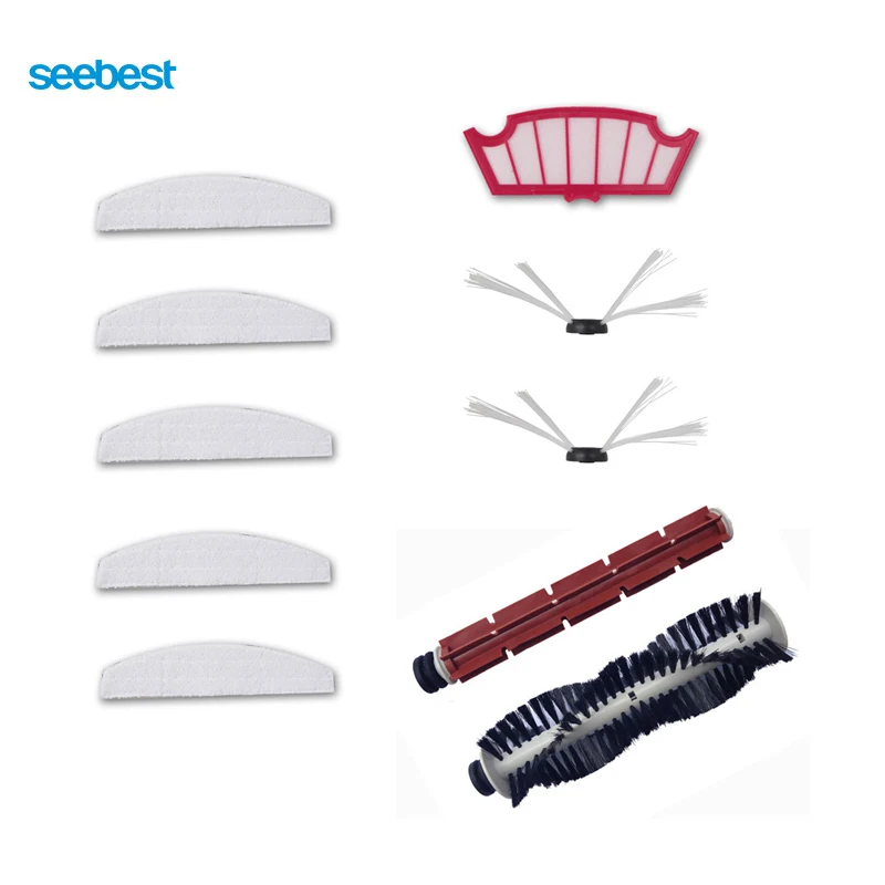 Seebest Robot Vacuum Cleaner Spare Parts Main Brush, Rubber Brush, Side Brush, Mops, Filter for C565,C571,C561 robot vacuum cleaner sq a380 d6601 spare parts hair brush main brush accessories side brush