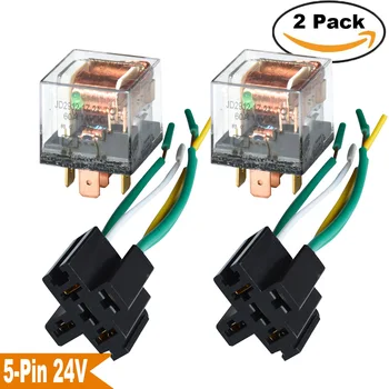 

KH 2/Set Car Relay 12V 24V 60A Large Capacity Excellent Automotive 5-Pin Transparent Shell Relay Socket Set Green Lamp Socket