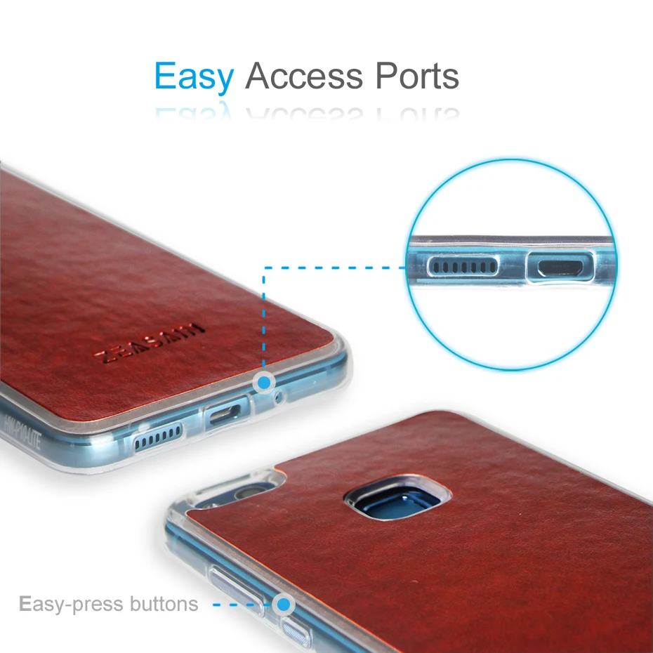 Original ZEASAIN Luxury Soft PU Leather Clear TPU Cover Case for Huawei P10 Lite Nova Lite P10lite Fashion Shockproof Coque  (2)