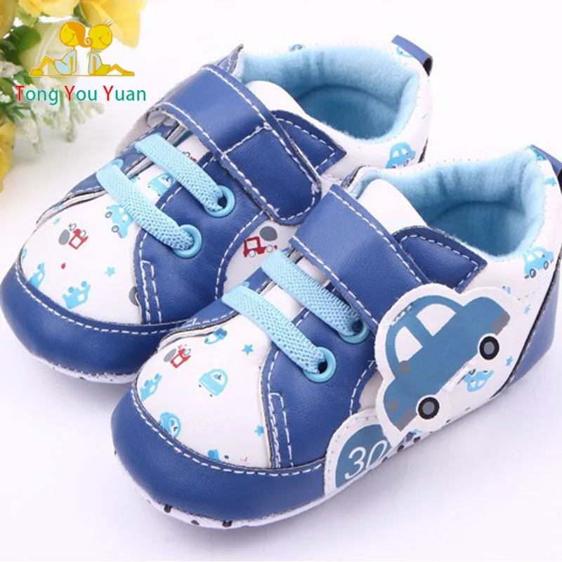 Autumn 0 2 year old baby boy first walk shoes leather car printed