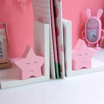 

Wood Anti-skid Bookend Star Moon Book Shelf Holder Stand Children's Study Decoration Storage Rack Bookend for Home Office Supply