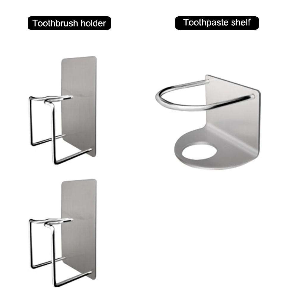 

Toothbrush Holder Storage Rack Stainless Steel Wall Hanging Adjustable For Bathroom SKD88