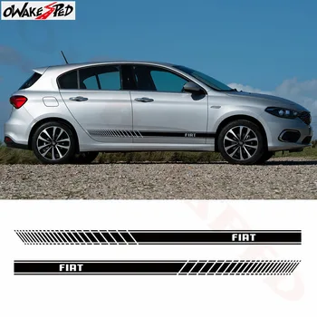 

1 Pair 2 Sides Vinyl Car Styling Side Skirt Sticker Decals Stripe Wraps Body Stickers For Fiat Argo Qubo Panda Mobi Toro Tipo