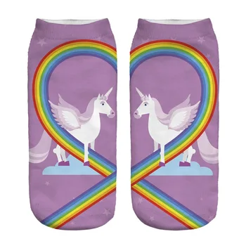 

RUNNING CHICK Unicorn rainbow purple socks 3d digital printing socks