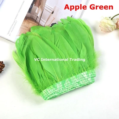 Украшение из гусиных перьев 10 м/лот окрашенная Желтый гусиное перо ленты 15-20 см коленке перо полос ткани кружева - Цвет: apple green