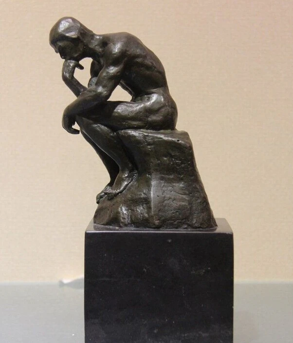 

Rodin Art Figurine Bronze Copper Thinker Artwork Marble Base Sculpture Statue