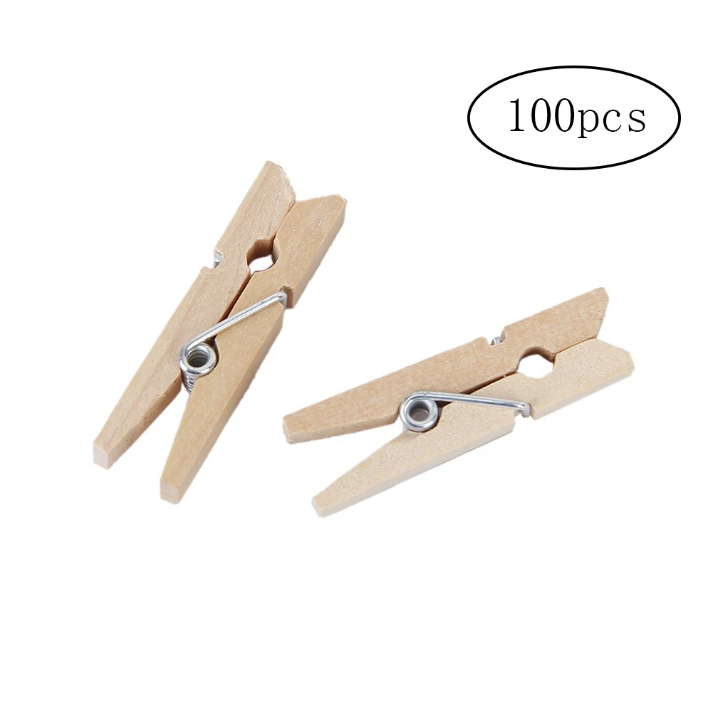 Многофункциональные Деревянные прищепки для белья фото зажимы набор с пружиной для художественных проектов Diy ремесла 3 см 100 шт красочные-11