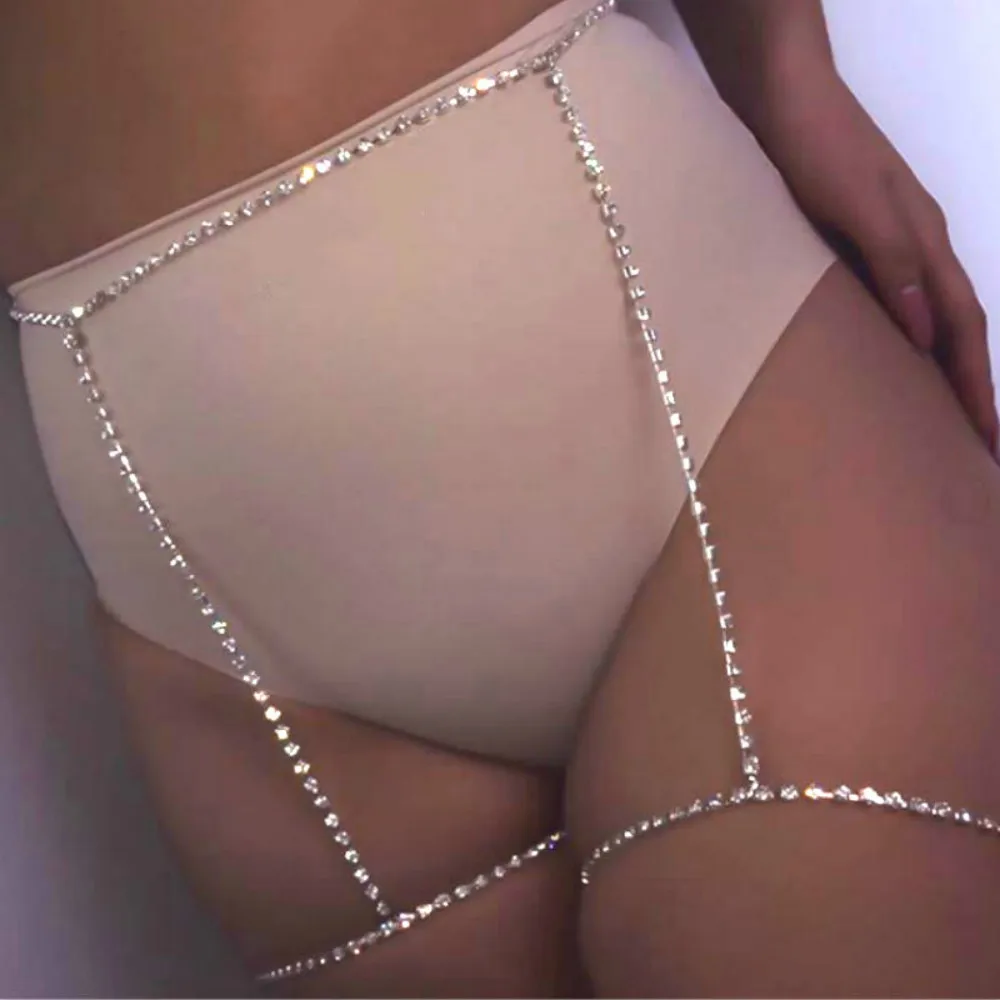 Золотые, серебряные стразы, цепочка на талию для женщин, кристальная подвязка, бикини, цепочка на бедро, ювелирные изделия для тела, сексуальная цепочка на тело, цепочка на ногу