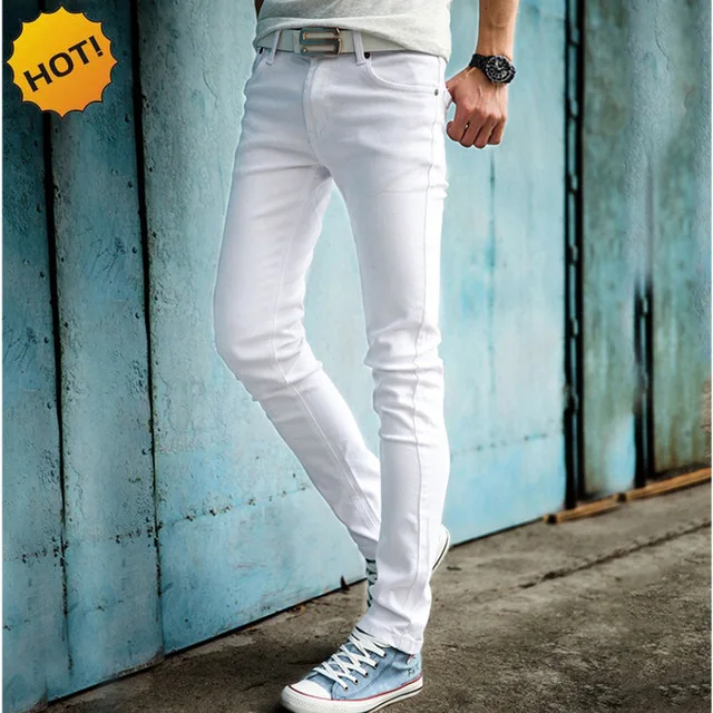 High Quality 2019 Fashion Slim Male White Jeans Men's trousers Mens Casual Pants Skinny Pencil Pants Boys Hip Hop pantalon homme