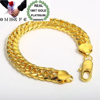 

OMHXFC Wholesale European Fashion Man Male Party Birthday Wedding Gift Vintage Punk Wide Thick Chain 18KT Gold Bracelet ES64