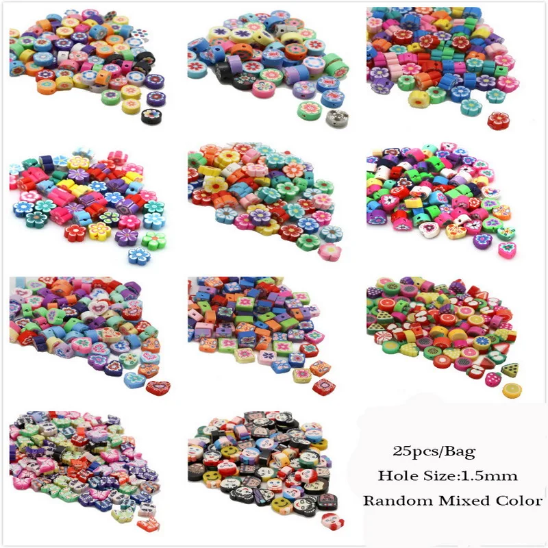 

25pcs Heart Assorted Colors Polymer Fimo Clay Spacer Beads For Jewelry Findings Making Necklace Bracelet Earring DIY Accessories