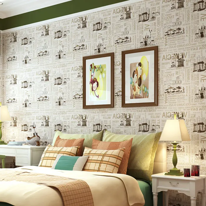 

Free shipping retro nostalgia bar wallpaper bedroom minimalist restaurant British letters pure paper 5.3m2