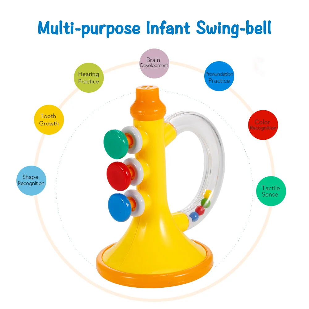 

Baby Hand Rattles Teether Bed Bell Toy Intelligence Grasping Gums Plastic Hand Bell Rattle Funny Educational Toys Birthday Gifts