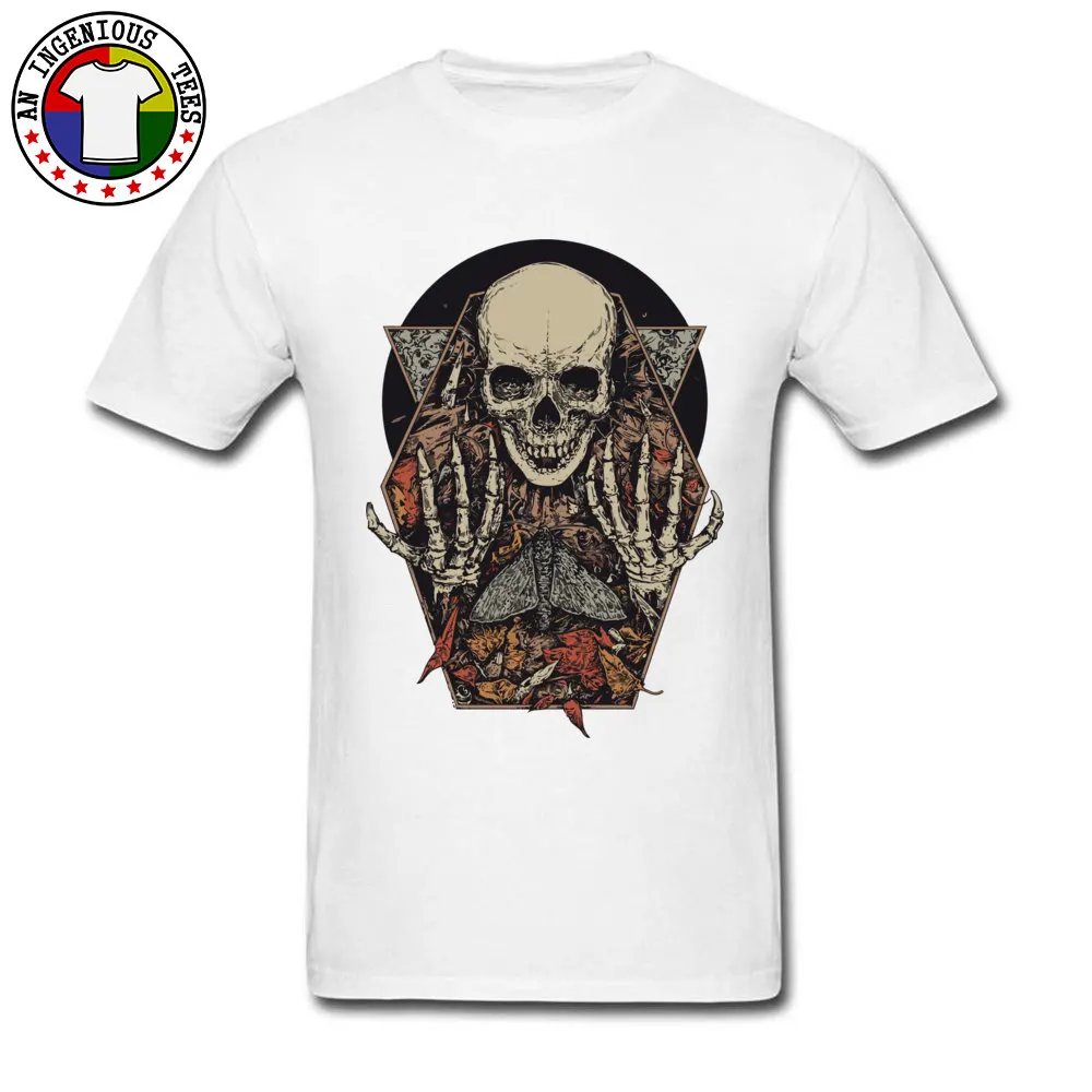 Group Skeleton Skull O Neck T-shirts Summer/Autumn T Shirt Short Sleeve for Men Funny Pure Cotton Street T-Shirt Skeleton Skull white