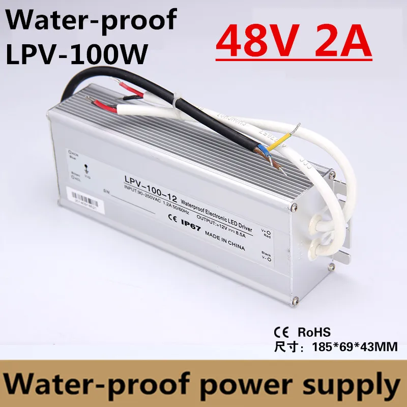 dokumentarfilm Bekendtgørelse omfatte 100w 48v 2a Waterproof Led Driver Power Supply 48v Dc Outdoor Use For Led  Strip Lighting Ac Dc Transformers Constant Voltage - Switching Power Supply  - AliExpress