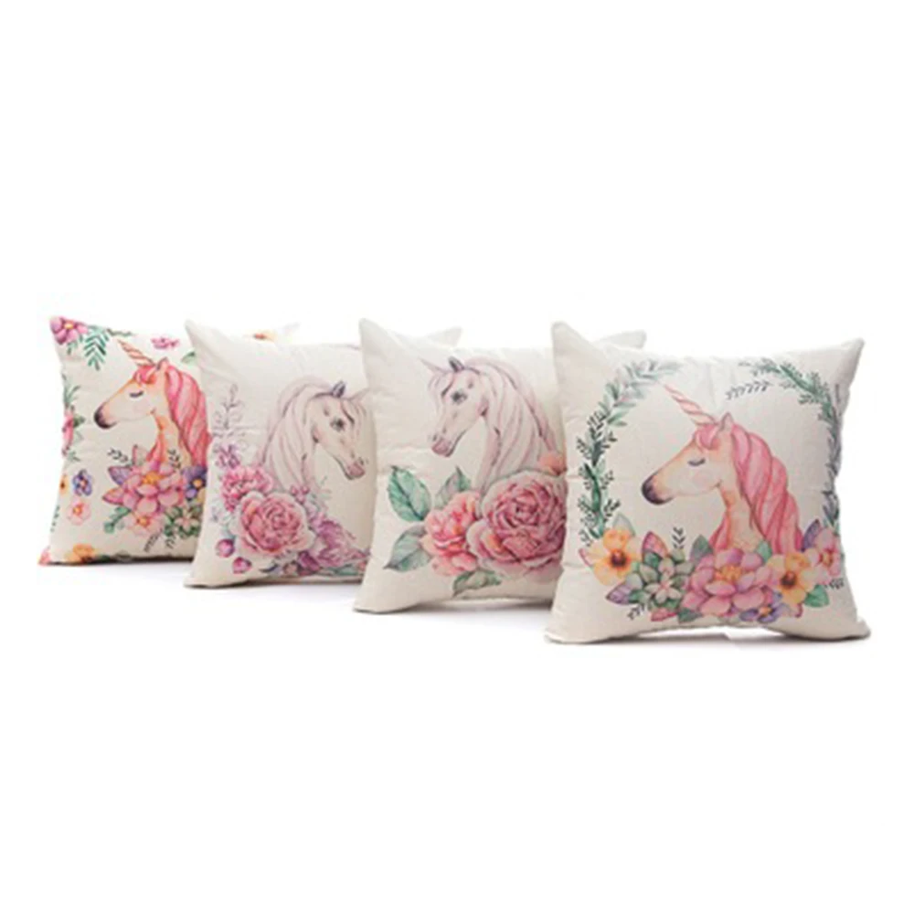 Oriwoo 45x45 см Единорог День Рождения Вечеринка Babyshower наволочка единорог украшение