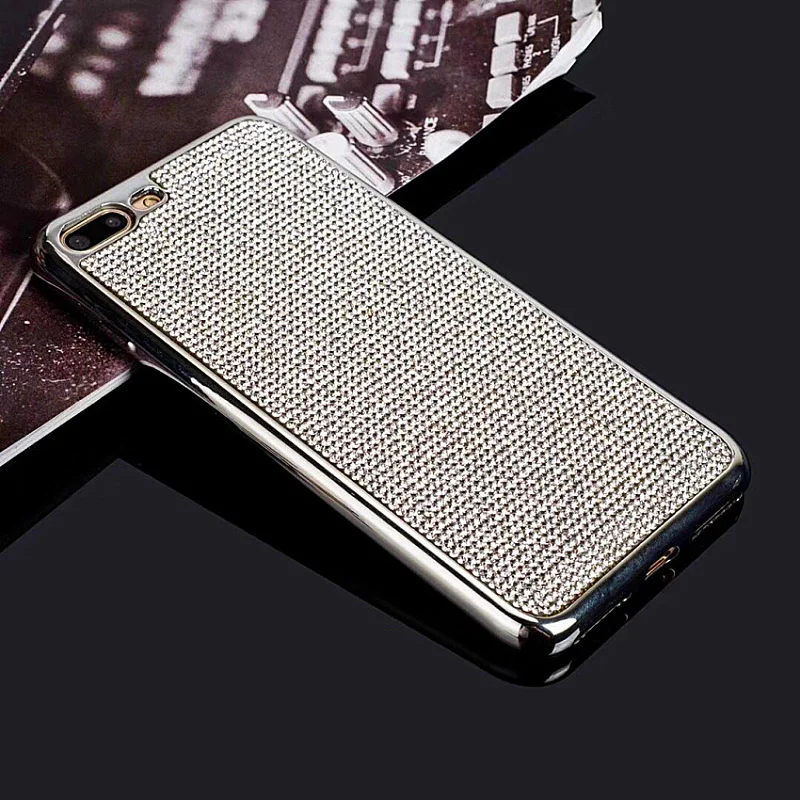 Luxury Bling Glitter metal diamond case for iPhone X 7 8 6 Plus 5.5 inch rhinestone (6)