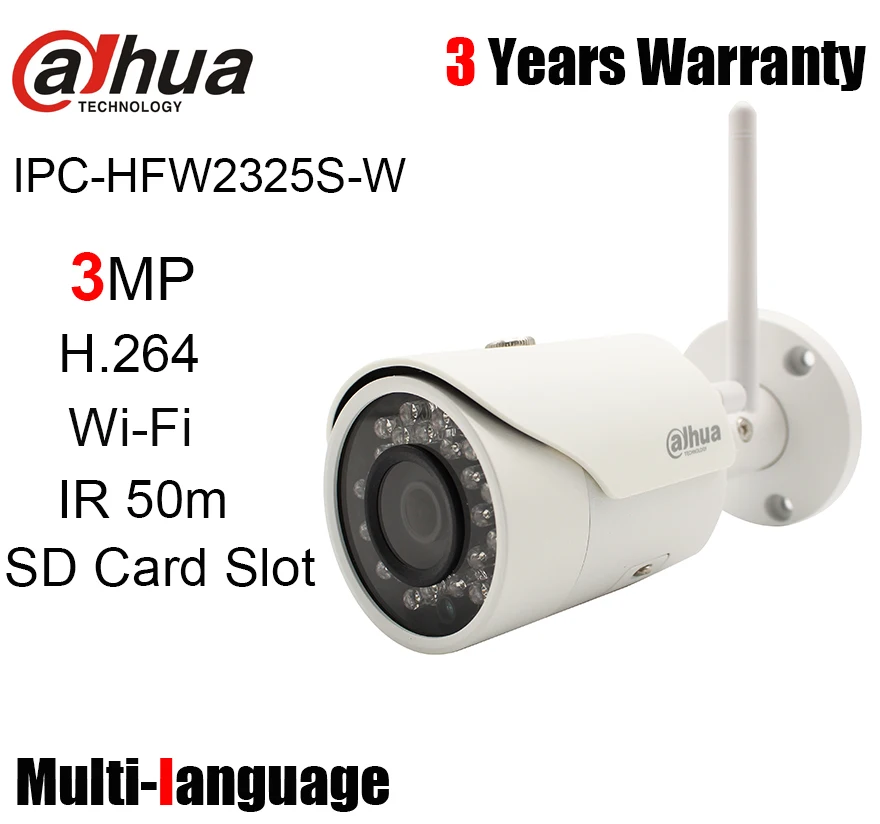 Dahua 3MP wifi IP камера IPC HFW2325S W наружная 50 м IR SD слот для карты Беспроводная пулевая