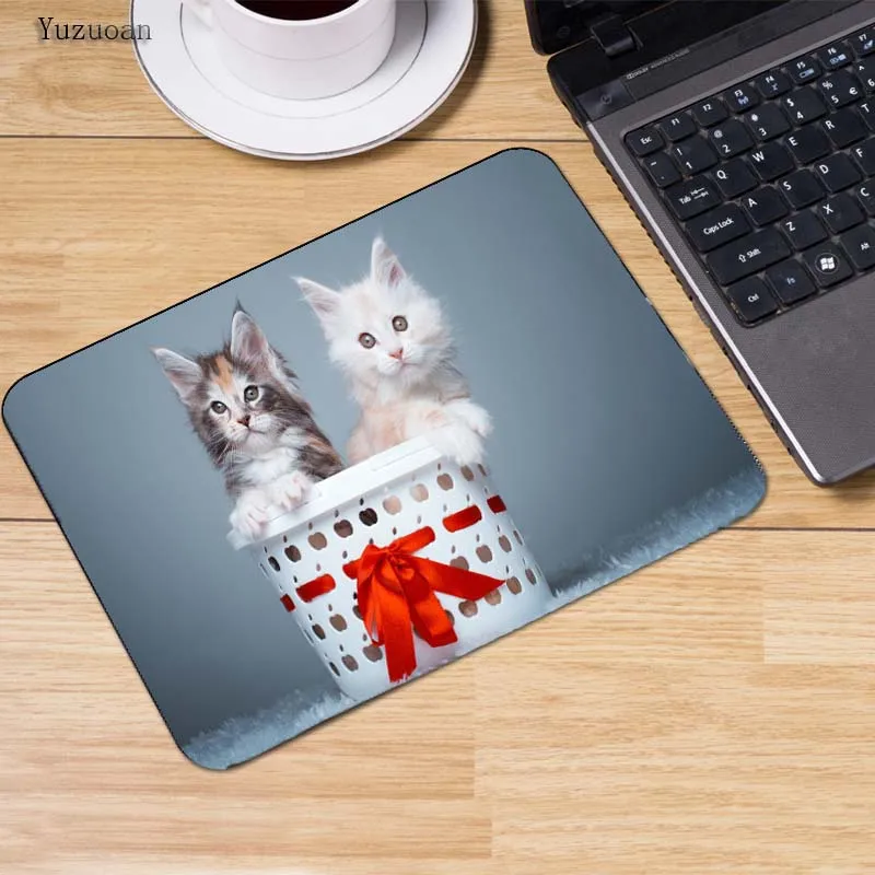 Yuzuoan милый сон кот Картина противоскользящие ноутбука PC Мыши Мат Мышь колодки для оптическая лазерная Мышь Gamer мышь pad Размеры для 18*22