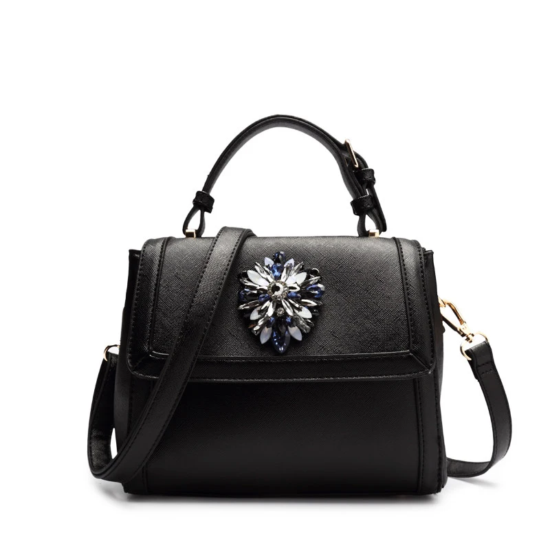 Japan Korean Style Women Small Bag Stylish Rhinestone Inlaid Hand Bag Ladies Classy PU Leather Stylish