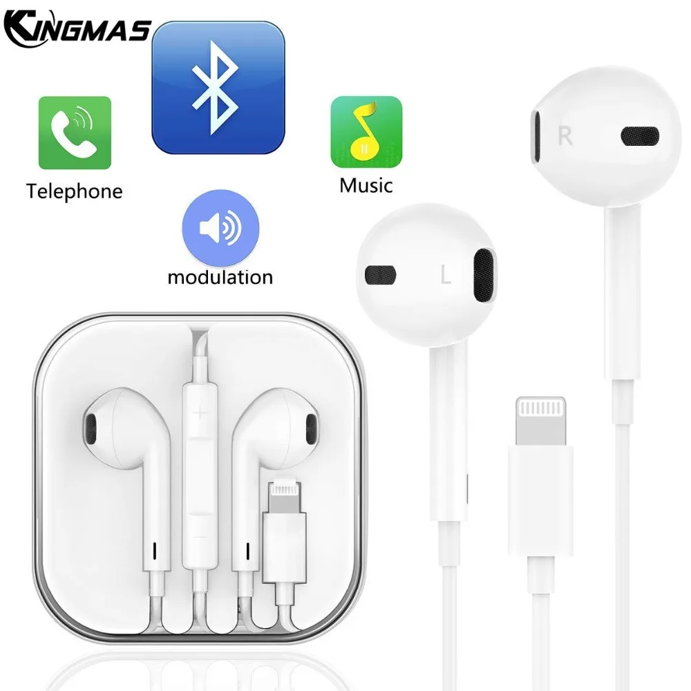 Bluetooth Wired Earphone for apple IPhone 8 8 Plus In Ear Stereo with