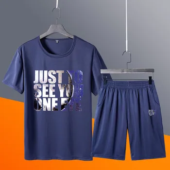 

Men's Summer Leisure Fashion Printing Short Sleeve Shorts Fitness Sports Sets Tracksuit Men Brand 2 Piece Set 7.8