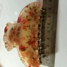 Высокое Качество Красный Абрикос Цвет Florals Печать Пластиковых Коготь Волос Зажим для Женщин