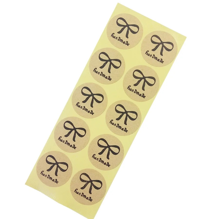 

120pcs/lot Kawaii Stickers Handmade Black Bow Kraft Seal Sticker DIY Baking Packaging Decoration Label Stickers Scrapbooking