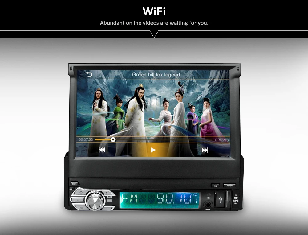 Clearance Universal RM - CT0008 7 Inch Car Multimedia Player 1 Din Retractable Screen Android 6.0 GPS Navigation BT Radio Receiver 3