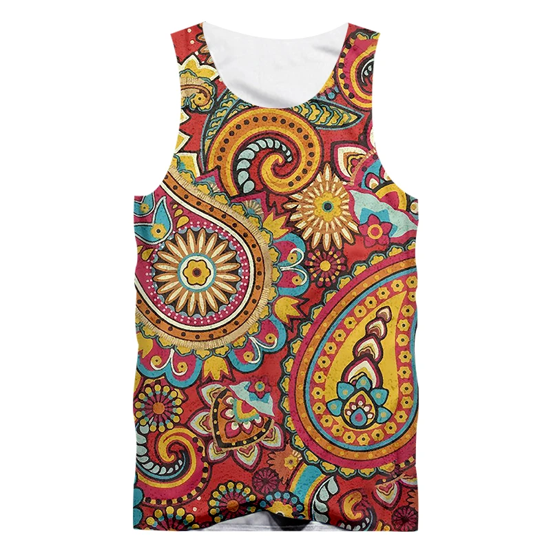 OGKB Homme Sleeveless Veat New 3D Sleeveless Shirt Printing Geometrc flower Hip Hop Oversized Attire Unisex Summer Tank Tops - Цвет: Geometric flower