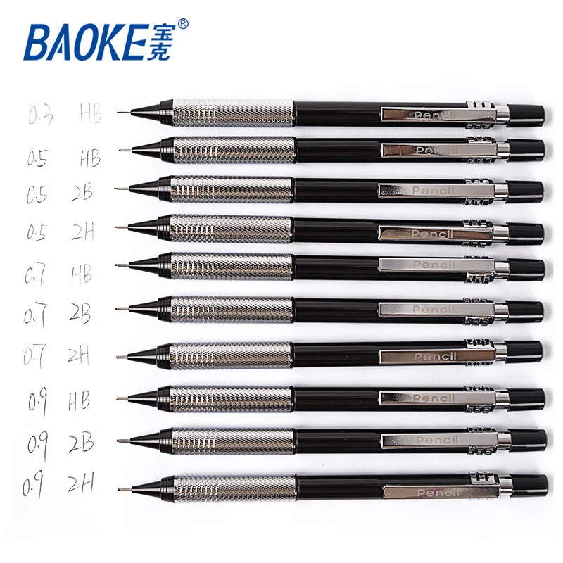 Baoke Высокое качество 0,3/0,5/0,7/0,9mm изобразительных искусств механический автоматический карандаш для рисования металлический карандаш для