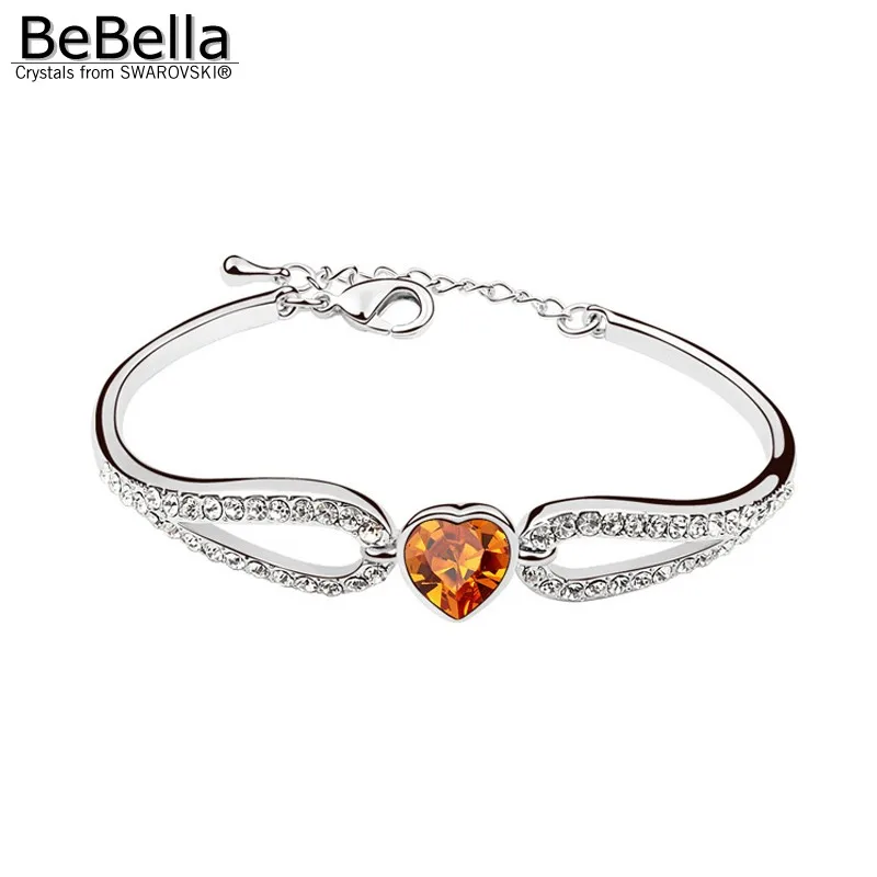 Женский Браслет манжета BeBella heart wing с элементами Swarovski модное ювелирное изделие