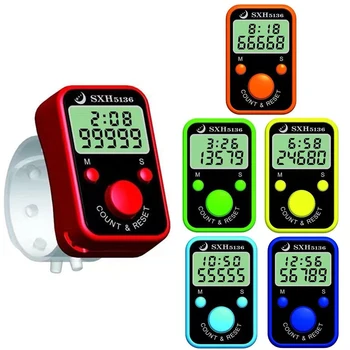 

1pc finger counter chanting electronic counter with time ring chanting register no color choice randomly send