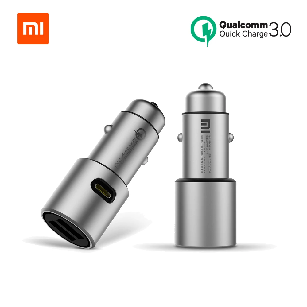 Xiaomi Mi автомобильное зарядное устройство QC3.0 X2 Dual USB quick charge Max 5 V/3A 9 V/2A 15 V/1.5A металлический стиль